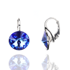 925 Sterling Silver Earrings with Sapphire Crystals of Swarovski (K112212SA), Sapphire, Swarovski