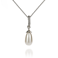 925 Sterling Silver Pendant with Chain with Pearl of Swarovski (NC581615W), Pearl, Swarovski