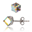 925 Sterling Silver Stud Earrings with Aurora Borealis (AB) crystals of Swarovski (K48416AB)