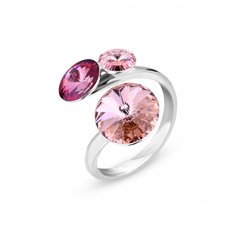 925 Sterling Silver Ring with Rose crystals of Swarovski (P11223R), Light Rose, Swarovski, Adjustable