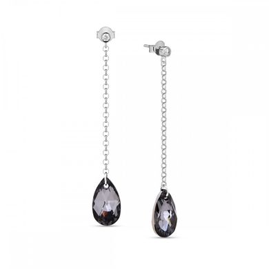 925 Sterling Silver Earrings with Silver Night Crystals of Swarovski (KCROLO610616SN), Silver Night, Swarovski