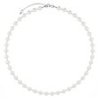 Silver necklace. White Pearls of Swarovski. Article 61664-W, Aurora Borealis (АВ), Pearl, Swarovski
