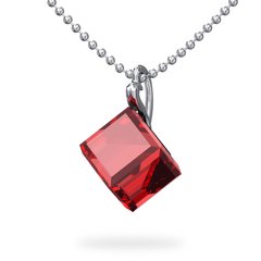 925 Sterling Silver Pendant with Chain with Siam crystal of Swarovski (NG48418SI), Siam, Swarovski