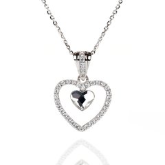 925 Sterling Silver Pendant with Chain with Crystals of Swarovski (NCC28086C), Crystal, Swarovski