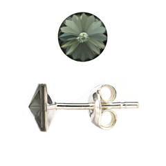 Silver stud earrings. Swarovski diamond Alexandrite. Article 61615-BD, Silver Night, Swarovski