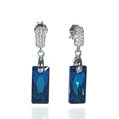 925 Sterling Silver Earrings with Bermuda Blue Crystals of Swarovski (KC646513BB), Bermuda Blue, Swarovski