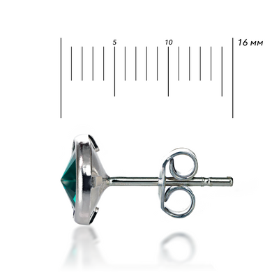 Silver stud earrings. The Swarovski emerald. Article 611615-EM, Emerald, Swarovski