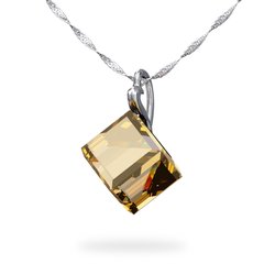 925 Sterling Silver Pendant with Chain with Golden Shadow Swarovski (NG48418GS), Golden Shadow, Swarovski