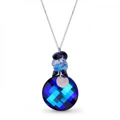 925 Sterling Silver Pendant with Chain with Bermuda Blue Crystal of Swarovski (NP6621BB), Aquamarine, Jet, Sapphire, Bermuda Blue, Swarovski