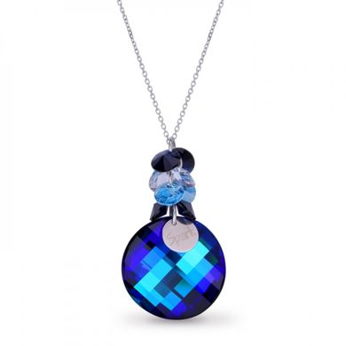 925 Sterling Silver Pendant with Chain with Bermuda Blue Crystal of Swarovski (NP6621BB), Aquamarine, Jet, Sapphire, Bermuda Blue, Swarovski