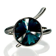 925 Sterling Silver Ring with Emerald of Swarovski (P1122SS47EM), Emerald, Swarovski, Adjustable