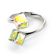 925 Sterling Silver Ring with Aurora Borealis Opals of Swarovski (P48416PAB)