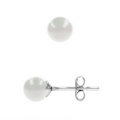 Silver stud earrings. Swarovski pearls. Article 62613-W, Pearl, Swarovski