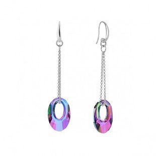 Серьги с серебра 925 пробы с Райськими Султанитами Swarovski (KW6040PS), Султанит, Swarovski