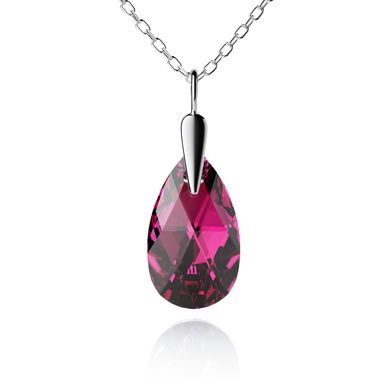 925 Sterling Silver Pendant with Chain with Ruby Crystal of Swarovski (64617-RB), Siam, Swarovski