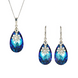 Set: earrings and a pendant with a chain. Bermuda Blue. Article number DGS-12610, Bermuda Blue, Swarovski