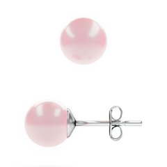 Silver stud earrings. Pink Swarovski Pearls. Article 61264-RO, Pearl, Swarovski