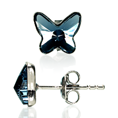 925 Sterling Silver Earrings with Denim Blue crystals of Swarovski (K28548DB), Sapphire, Swarovski