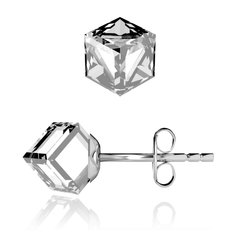 925 Sterling Silver Stud Earrings with Crystals of Swarovski (K48416C), Crystal, Swarovski