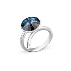 925 Sterling Silver Ring with Denim Blue Crystal of Swarovski (P1122SS47DB), Sapphire, Swarovski, Adjustable