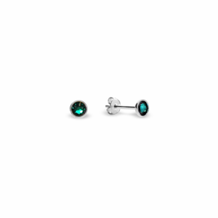 Сережки гвоздики зі срібла 925 проби з Смарагдами Swarovski (K2038SS10EM), Смарагд, Swarovski