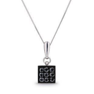 Кулон з ланцюжком з срібла 925 проби з Оніксами Swarovski (NNMESH3J), Онікс, Swarovski