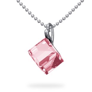 Кулон с цепочкой с серебра 925 пробы с Розовая Шпинель Swarovski (NG48418LR), Шпинель, Swarovski