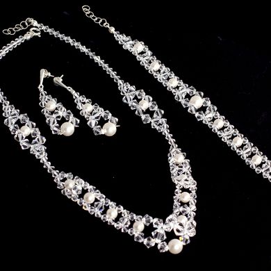 Set: earrings and a pendant with a chain. Crystal. Article number DGS-12637/2, Crystal, Swarovski