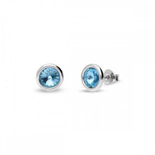 Серьги гвоздики с серебра 925 пробы с Аквамаринами Swarovski (KR1122SS29AQ), Аквамарин, Swarovski