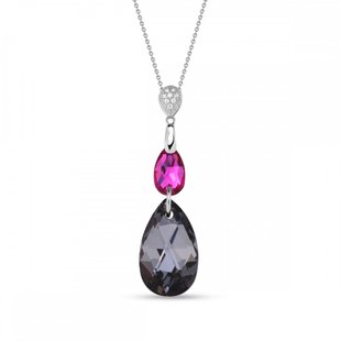 925 Sterling Silver Pendant with Chain with Crystals of Swarovski (NC323061061FSN), Vitrail Medium, Silver Night, Crystal, Swarovski