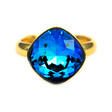 Gold-plated silver ring. Bermuda Tanzanite Swarovski. Article 6566-BB, Bermuda Blue, Swarovski, Adjustable