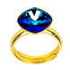 Gold-plated silver ring. Bermuda Tanzanite Swarovski. Article 6566-BB, Bermuda Blue, Swarovski, Adjustable
