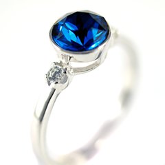 Silver ring. Swarovski sapphire. Article 64615-CB, Sapphire, Swarovski, 16.6
