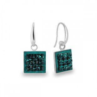 Серьги из серебра 925 пробы с Изумрудами Swarovski (KWMESH3EM), Изумруд, Swarovski