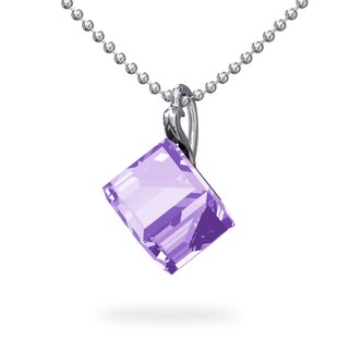 925 Sterling Silver Pendant with Chain with Violet Crystal of Swarovski (NG48418V), Vitrail Medium, Swarovski