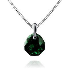 925 Sterling Silver Pendant with Chain with Emerald crystal of Swarovski (NS643616EM), Emerald, Swarovski