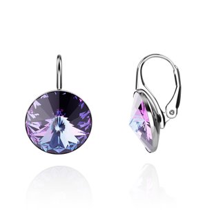 Сережки з срібла 925 проби з Аметистами Swarovski (K112212VL), Аметист, Swarovski