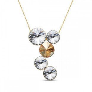 Кулон з ланцюжком з срібла 925 проби з Фіанітами Swarovski (NKG1122CGS), Фіаніт, Цитрин, Swarovski