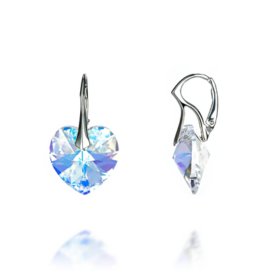 Silver earrings. Opal Northern Lights (AB) Swarovski. Article 61464-AB, Aurora Borealis (АВ), Swarovski