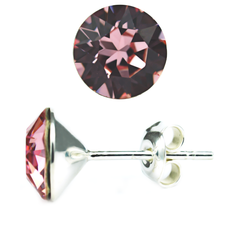 Сережки гвоздики з срібла 925 проби з Рожева Шпінель Swarovski (61624-LR), Шпінель, Swarovski