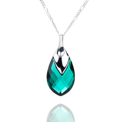Silver pendant with chain. The Swarovski emerald. Article 61163-EM, Emerald, Swarovski