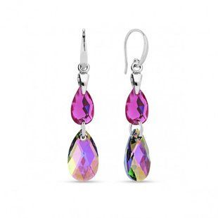 Серьги с серебра 925 пробы с Райськими Султанитами Swarovski (KWS323061061FPS), Султанит, Swarovski