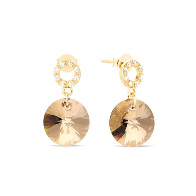 925 Sterling Silver Earrings with Golden Shadow Crystals of Swarovski (KCG642812GS), Crystal, Golden Shadow, Swarovski
