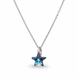 925 Sterling Silver Pendant with Chain with Bermuda Blue Crystal of Swarovski (N474510BB)