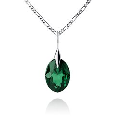 925 Sterling Silver Pendant with Chain with Emerald crystal of Swarovski (NS643816EM), Emerald, Swarovski