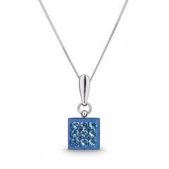 925 Sterling Silver Pendant with Chain with Aquamarine Crystals of Swarovski (NNMESH3AQ), Aquamarine, Swarovski