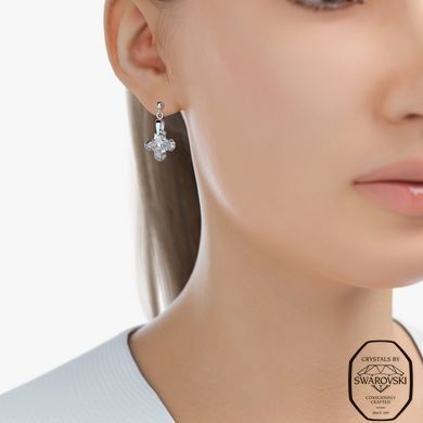 Серьги с серебра 925 пробы с Фианитами Swarovski (61668-C), Фианит, Swarovski