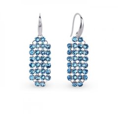925 Sterling Silver Earrings with Aquamarine Crystals of Swarovski (KWMESH2AQ), Aquamarine, Swarovski