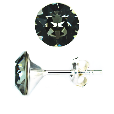 Silver stud earrings. Swarovski diamond Alexandrite. Article 61624-BD, Silver Night, Swarovski