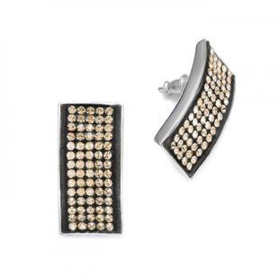 Серьги из серебра 925 пробы с Зототистыми Цитринами Swarovski (KHTEXC5CZGS), Цитрин, Swarovski